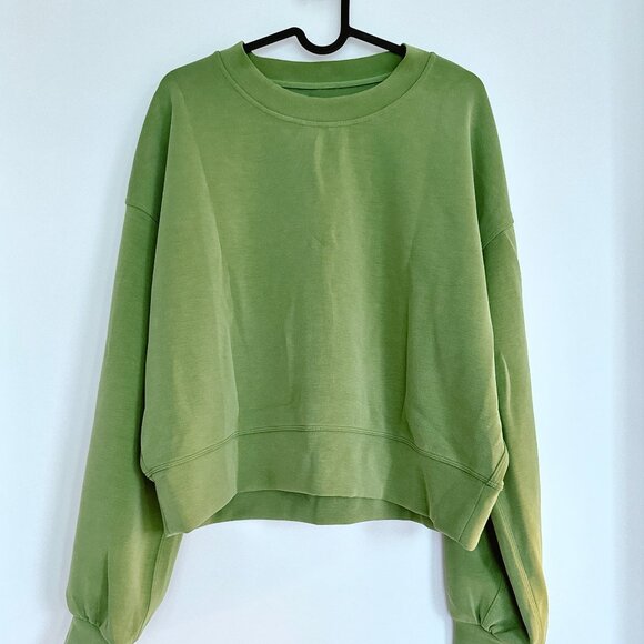 Lululemon Softstreme Perfectly Oversized Crop Crew Sweatshirt, Green, Size 8 - Picture 1 of 10